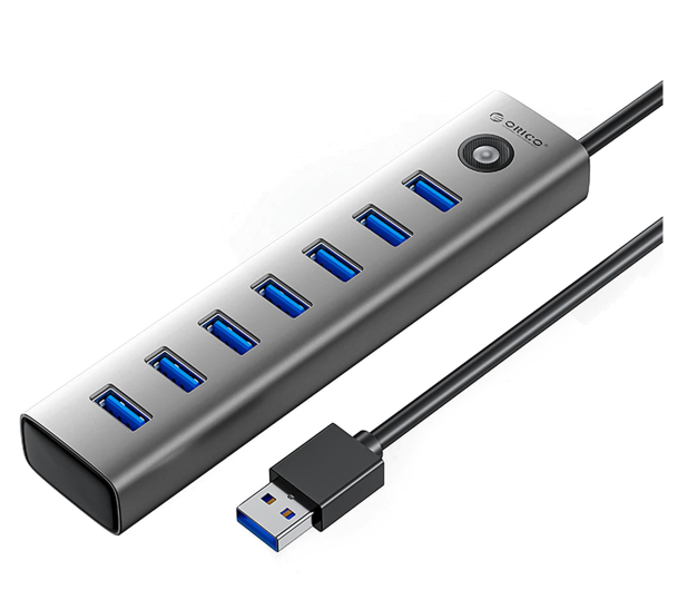 Orico USB-A - 7x USB-A 3.0, USB-C 5V/3A 1m - szary - 1343451 - zdjęcie